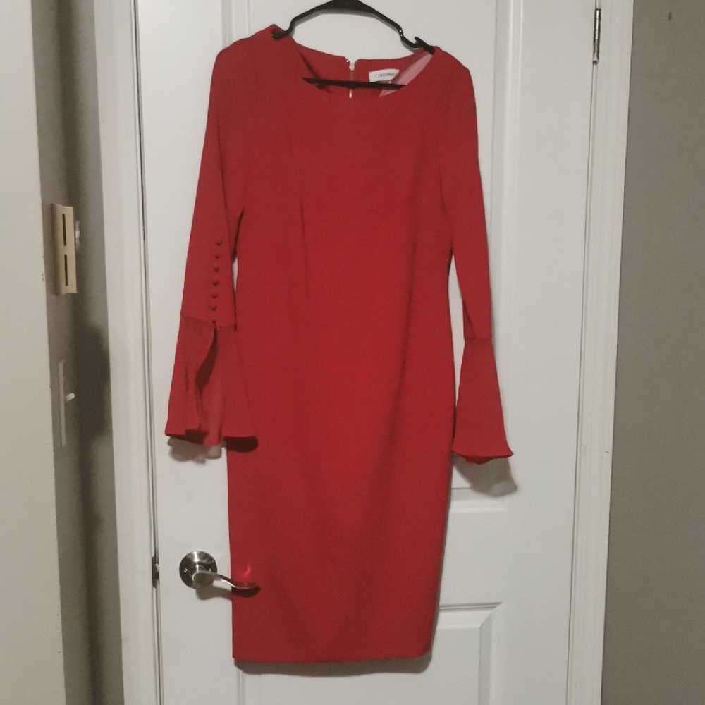 Calvin Klein Scarlet Long Sleeve Dress